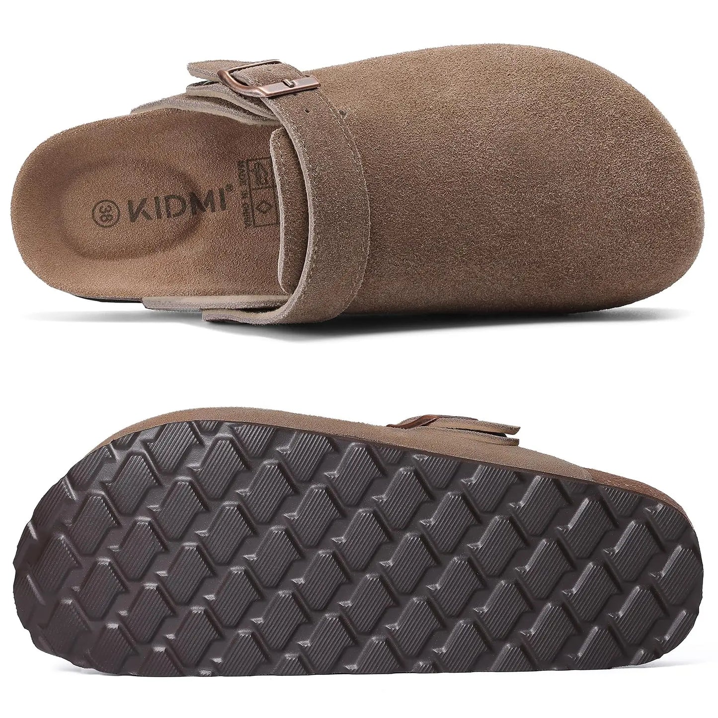 Smile Pop New Fashion Women's Suede Clogs With Back Strap Men's Leather Mules Cork Footbed Slip on Potato Shoes For Women & Men