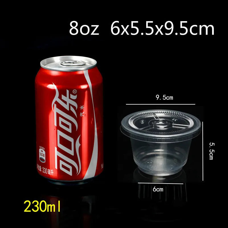 50 PCS Pudding Cup With Lid Disposable Plastic Cups Sauce Baking Jelly Dessert Cups Wedding Small Mini Party Set Cup Bowl Box