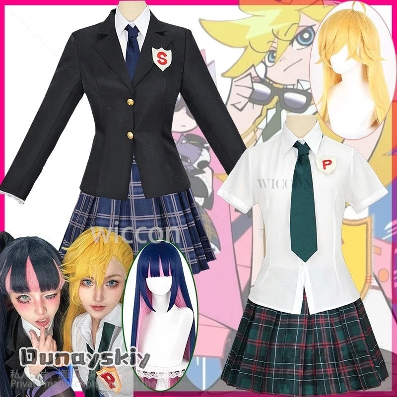 Panty Anime Cartoon Stocking Cosplay JK School Uniform Skirt Dress Woman Girls Sexy Party Suit Wigs Cos Halloween Customized