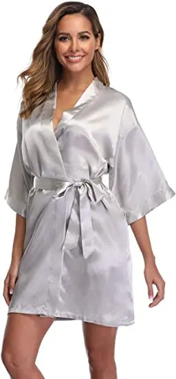 Satin Robe Female Intimate Lingerie Sleepwear Silky Bridal Wedding Gift Casual Kimono Bathrobe Gown Nightgown Sexy Nightwear