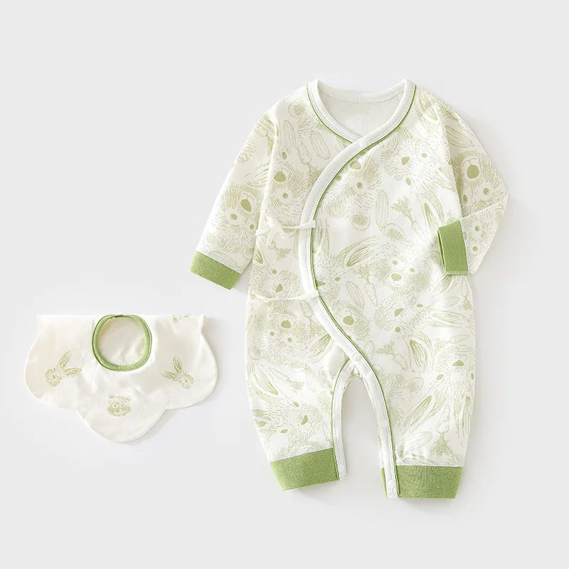 Infant Baby Clothes 0-6M Baby Girls Boys Cotton Butterfly Jumpsuit 2Pcs Set Soft Breathable Print Newborn Baby Casual Daily Wear