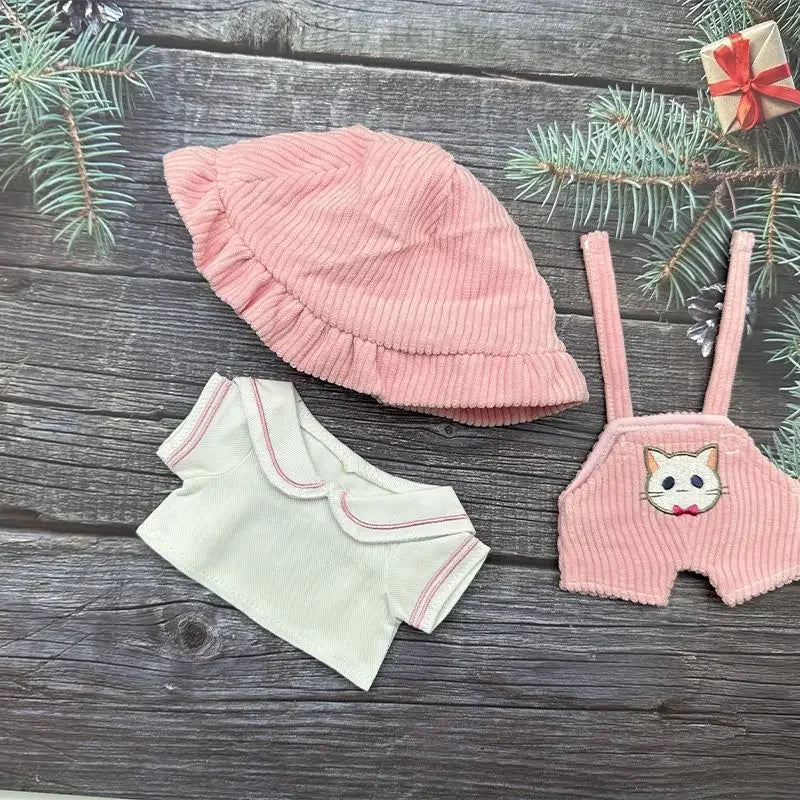 Cute plush 20CM cotton baby clothes three piece set, summer internet famous casual idol thin accessories