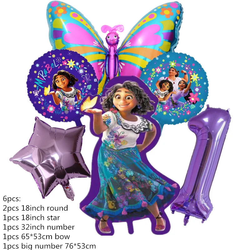 Disney Encanto Mirabel Isabella Party Balloons Set 32inch Purple Number Foil Balloons For Kids 1 2 3th Birthday Decor Air Globos