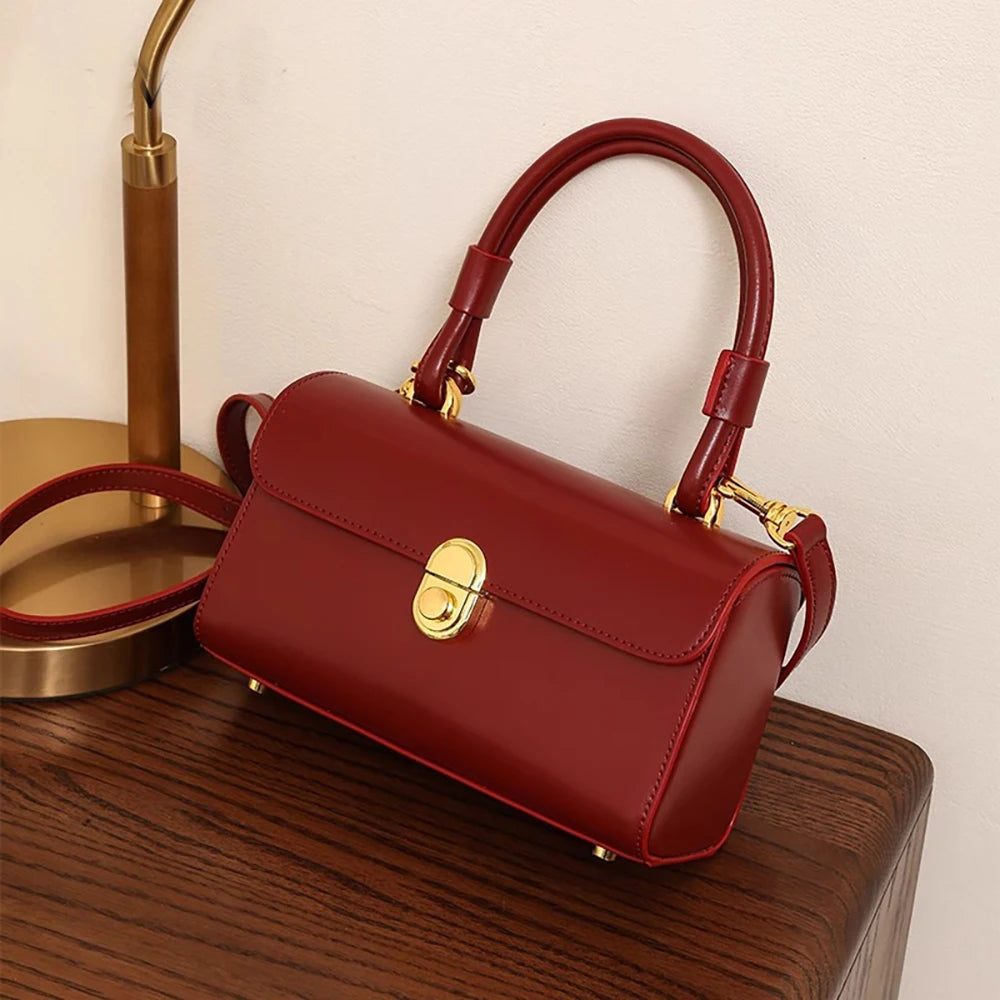 Women Red Square Handbags for Bride Wedding Luxury Texture Leather Flap Crossbody Bag 2025 New Lady Single Shoulder Bags
