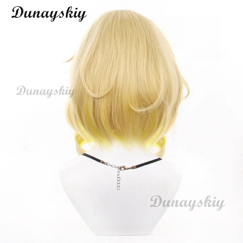 Game Honkai: Star Rail Aglaea Cosplay Wig Girl Yellow Gradient Curly Hair Heat Resistant Synthetic Wigs Halloween Customized