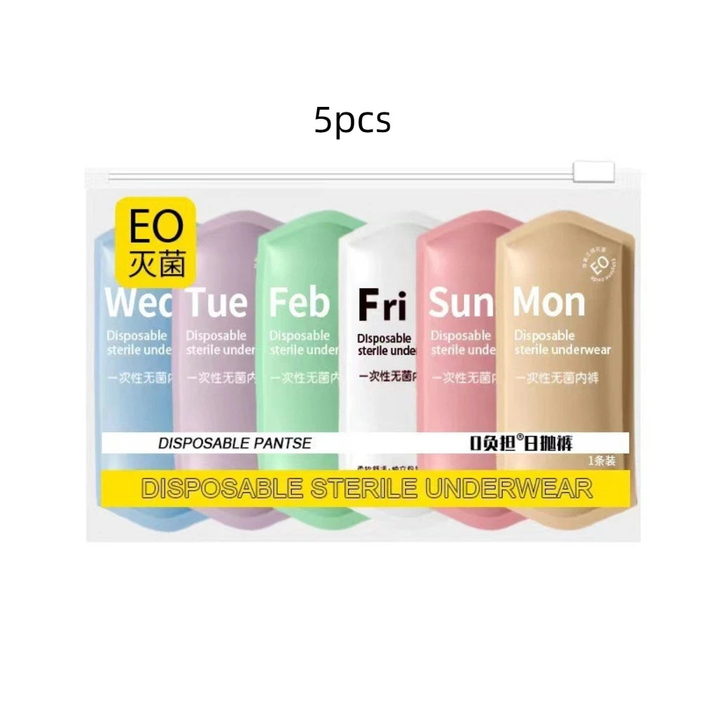 5/7Pcs Traceless Women's Disposable Panties Mid Waist Plus Size Lace Seamless Briefs Underpants Lingerie Underwears for Women