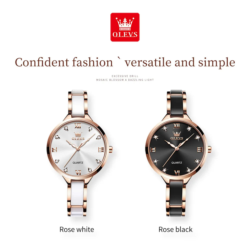 OLEVS 5872 Women Watches Quartz Wristwatch Waterproof Watches For Woman Set Bracelet Watch Original Elegant Casual Fashion Reloj