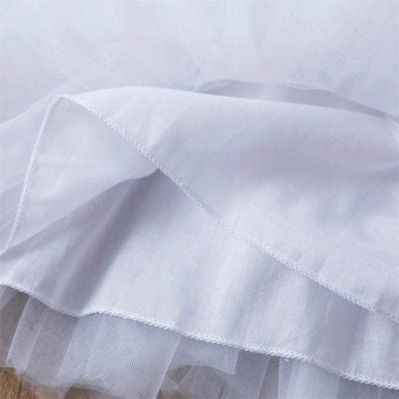 White Lace Cute Girl Princess Dress Fluffy Cake Dress For Girls Kids Wedding Party Birthday Tutu Gown Summer Sleeveless Vestidos