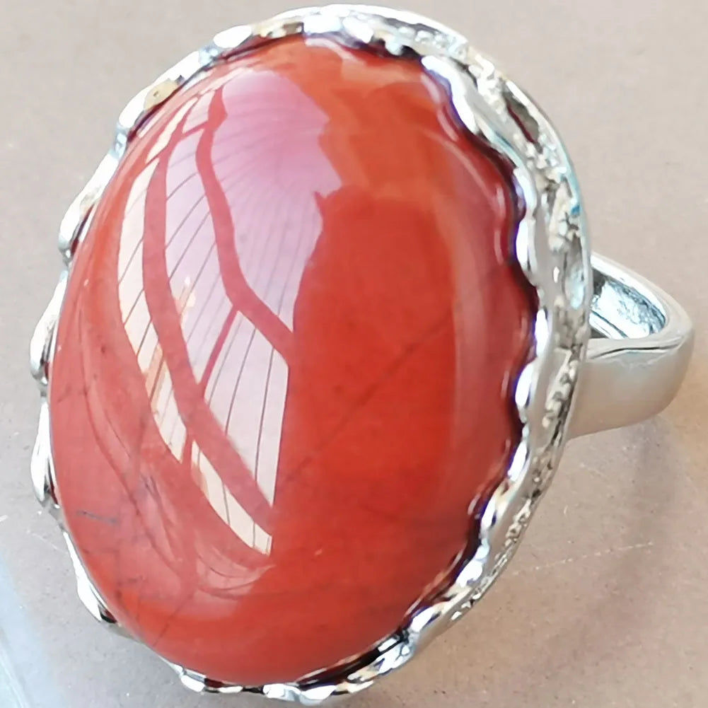Malachite Oval Women Men Art  bead Ring  PWB987