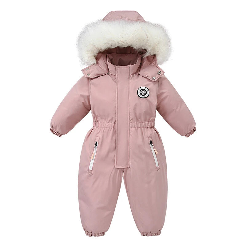 Autumn and Winter Baby Jumpsuit Warm Baby Ski Suit Plus Velvet Boys Overalls Baby Girl Clothes Waterproof Children Jacket