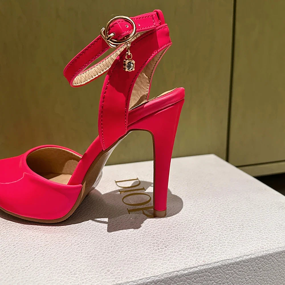 New Summer Elegant Black Green Women Nude Sandals Sexy High Heels Lady Slingback Shoes Plus Big Small Size  32 43 45 50