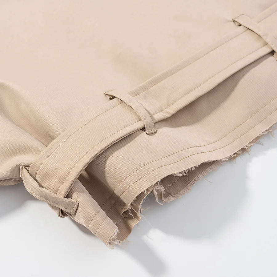 TRAFZR Women's Cropped Trench Coat khaki Long Sleeve Urban Solid Casual Classic fall outfit 2025 Trend Jackets female Outerwears