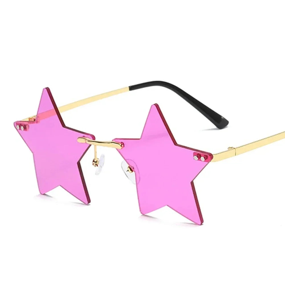 Star Shape Sun Glasses Funny Pentagram Eyewear Eyeglasses Christmas Decoration Party Glasses Rimless Sunglasses