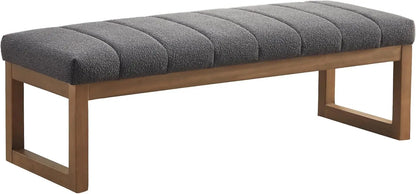 Bedroom Bench for End of Bed, Modern Upholstered Teddy Fabric Entryway Bench & Dining Bench, Footrest Stool Bench