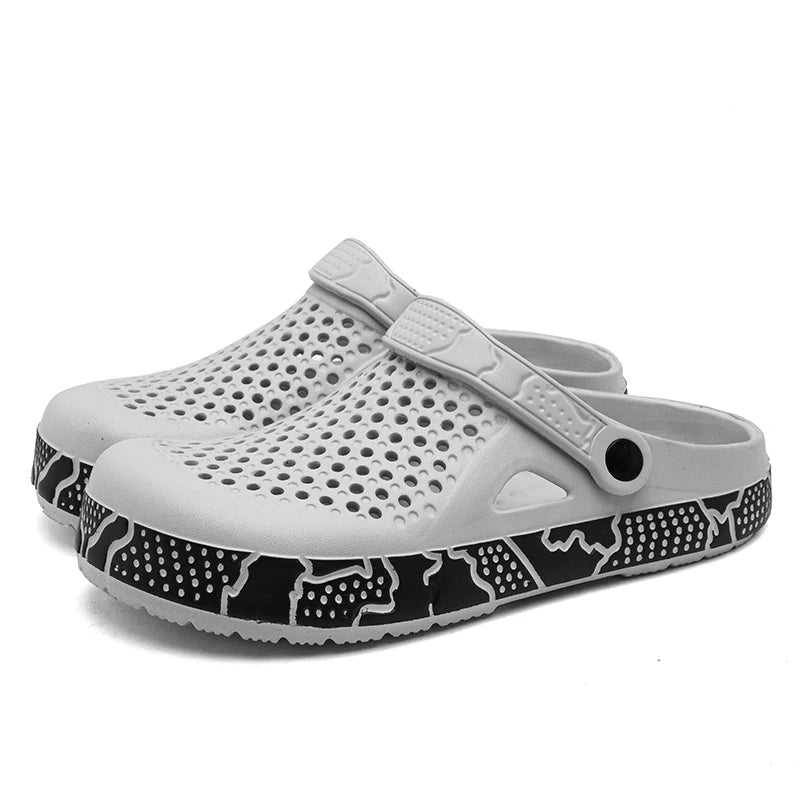 Grey Clogs Shoes Man Slides Plus Size 41-46 Comfortable Eva Garden Sandals For Man New Summer Beach Shoes Men chaussure hommes