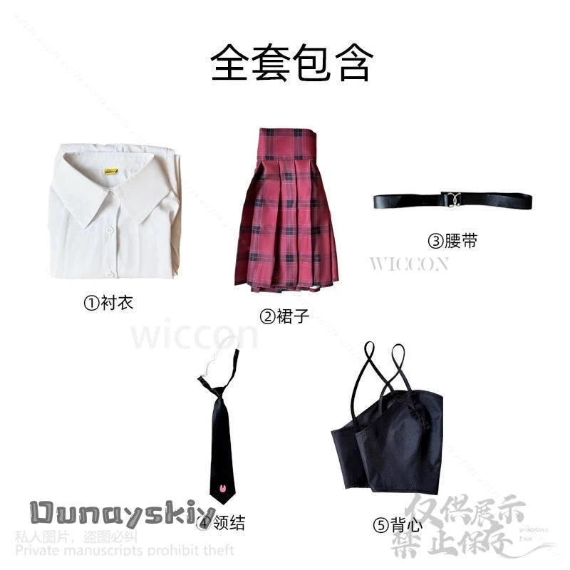 Qiao Ling Cosplay Anime Link Click Costume Jirai Kei Girls JK School Uniform Dress Plaid Skirt Fashion Y2K Lolita Halloween Suit