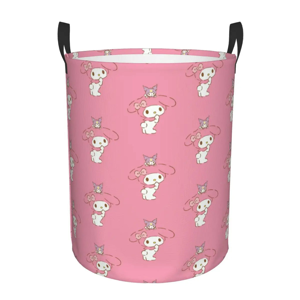 Custom Melody Laundry Basket Collapsible Pink Rabbit Clothes Hamper for Baby Kids Toys Storage Bin