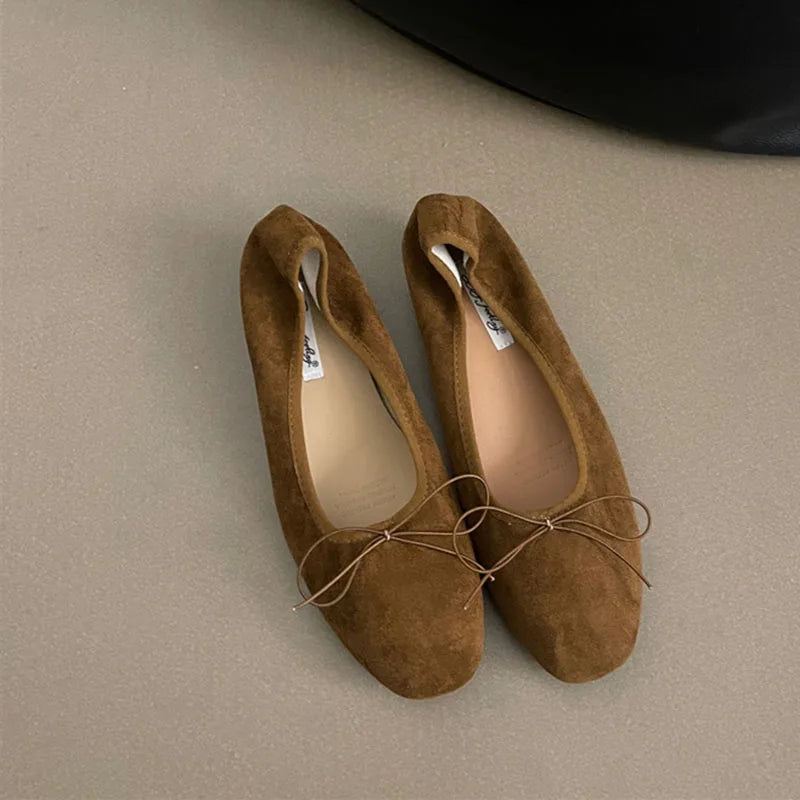 Fashion Butterfly-Knot Ladies Slip On Heeled Pumps Shoes Female Shallow Footwear Low Heel Women Ballet Flats Shoes 2025 New