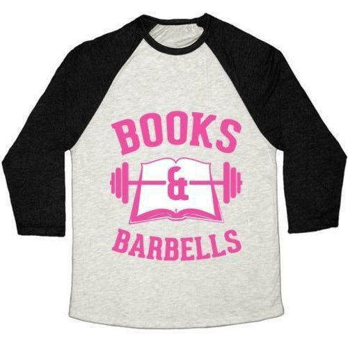 BOOKS & BARBELLS UNISEX TRI-BLEND BASEBALL TEE