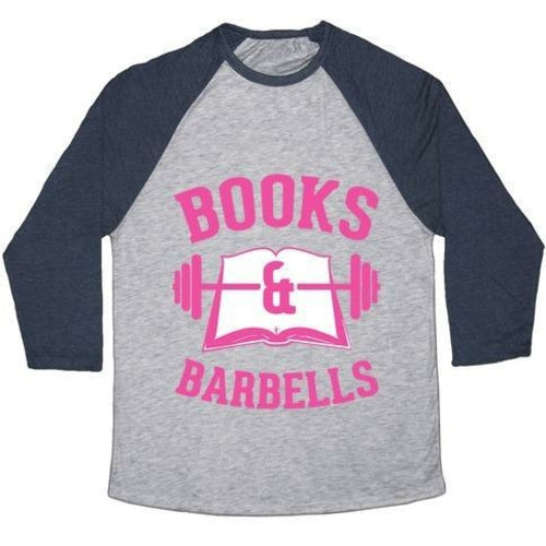 BOOKS & BARBELLS UNISEX TRI-BLEND BASEBALL TEE