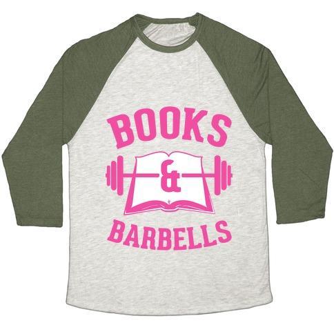 BOOKS & BARBELLS UNISEX TRI-BLEND BASEBALL TEE