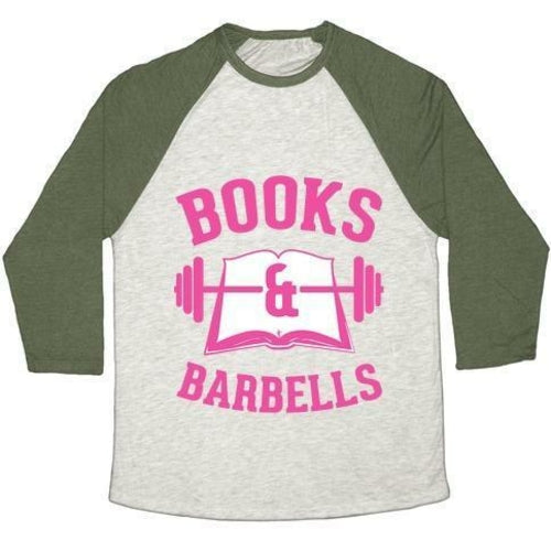 BOOKS & BARBELLS UNISEX TRI-BLEND BASEBALL TEE