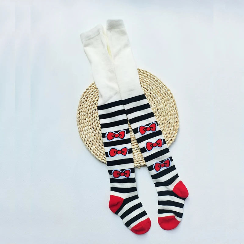 2025 New Spring Girls Color Bows Tights Kids Stockings  Autumn Baby Girl Clothes  Tights for Girls  Striped Pantyhose