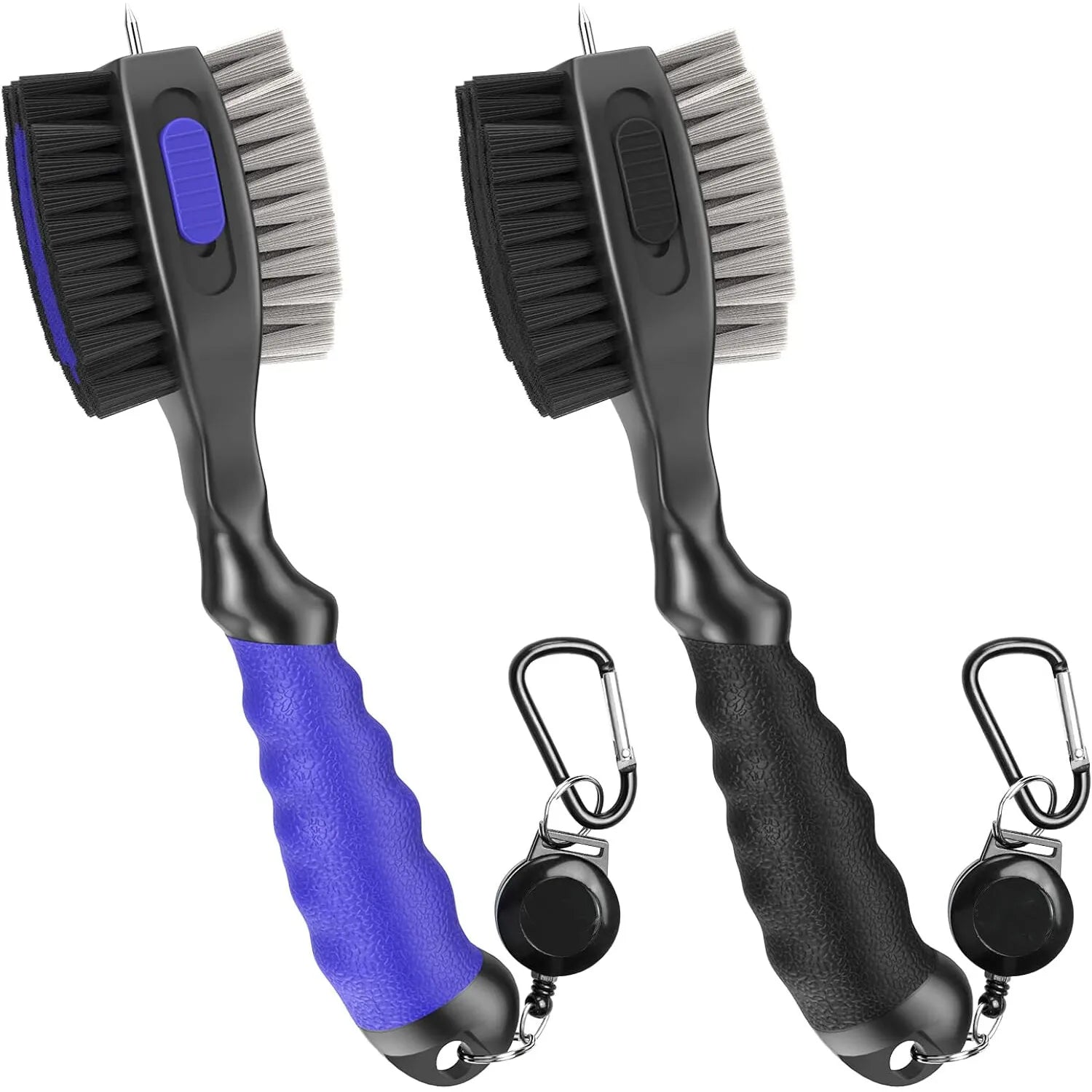 2 Sided Golf Club Brush Cleaner Retractable Groove Cleaning Tool w/ Spike 2PCS