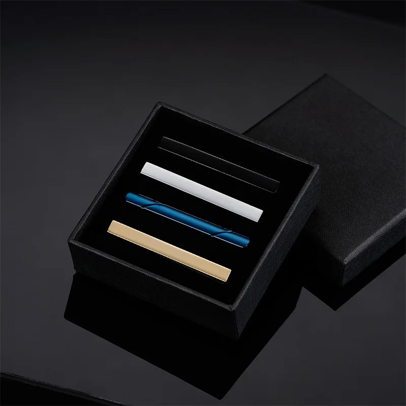 Tie Clip For Men Business Party Minimalist Tie Clips And Cufflinks To Man Shirt Gift Box Jewelry Men's Cuff Man Fashion Lawyer