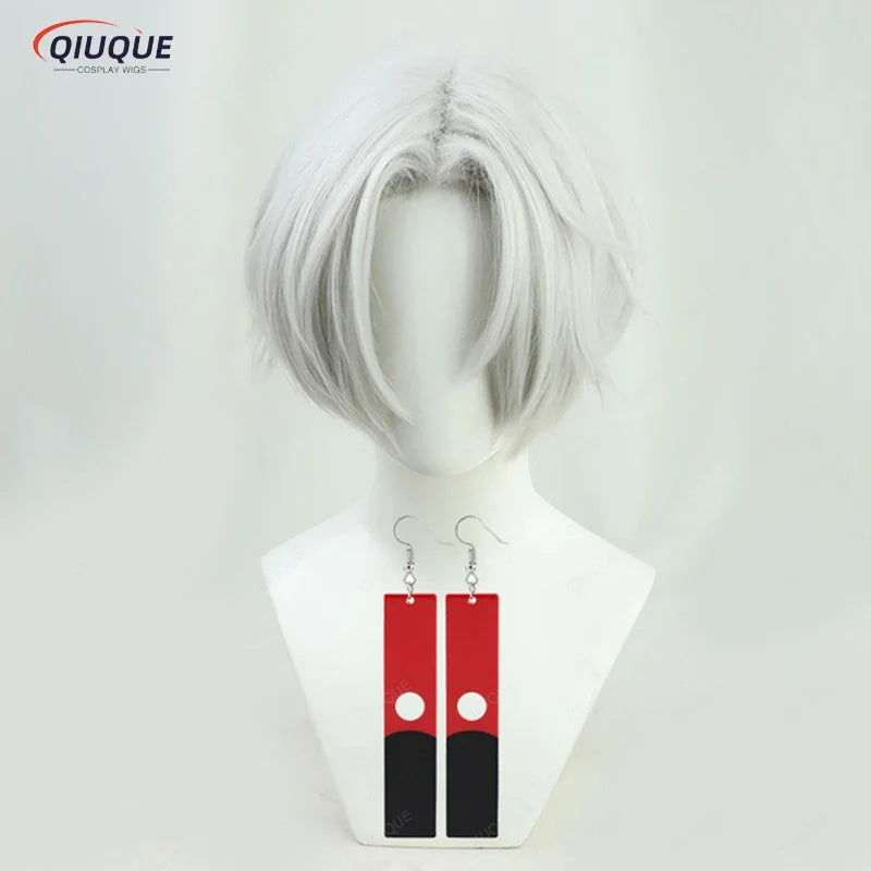 COSda@Anime Tenjiku Izana Kurokawa Cosplay Wig Silver White Heat Resistant Hair Wigs + Wig Cap + Earrings PropsCOSda@