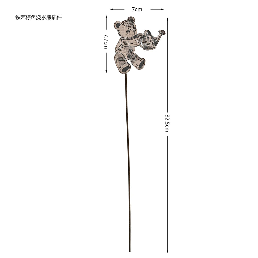 Retro Iron Animal Flower Stake Balloon Ornament Horticultural Groceries Garden Decor Rustic Balcony Plant Markers for Flowerpot