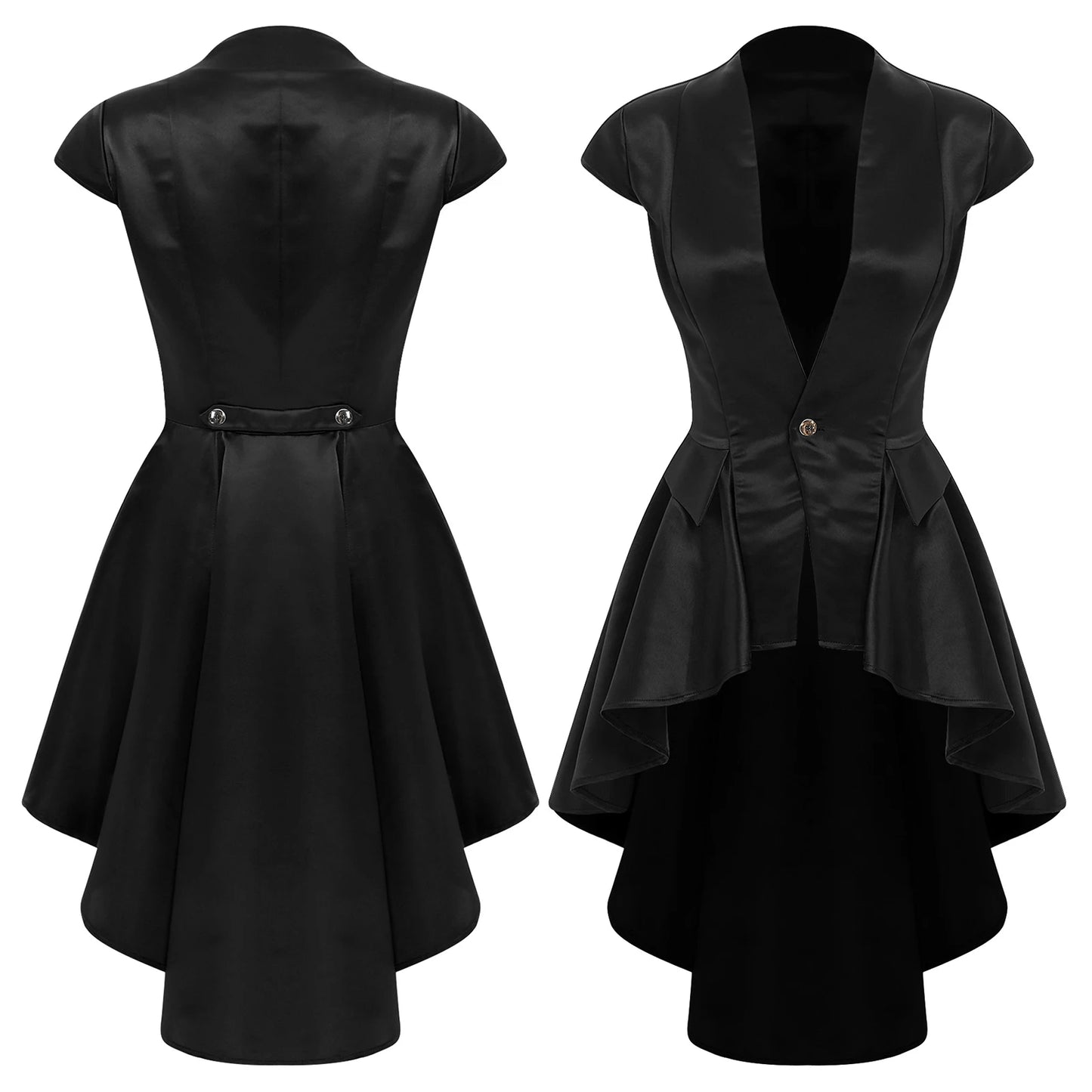 Women Medieval Renaissance Vampire Cosplay Costume Victorian Waterfall Waistcoat Jacket Gothic Steampunk Tail Coat for Halloween