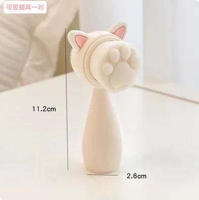 Portable face wash brush, silicone brush, facial cleanser, foam maker, cute cat claw cleaning brush