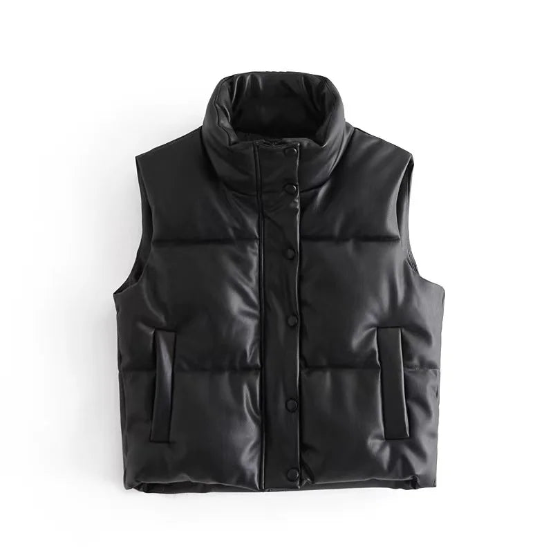 Real Leather Vest Women Winter Stand Collar Lambskin Sleeveless Jacket 90 White Goose Down Bread Clothing Simple Warm Down Coats