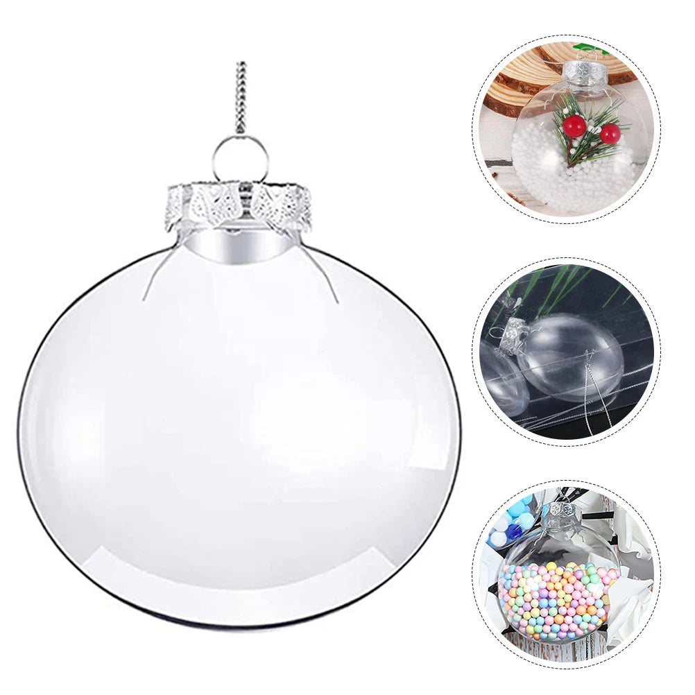 12pcs DIY 60mm Transparent Clear Bauble Fillable Balls Christmas Tree Balls Christmas Tree Hanging Decor Xmas Party