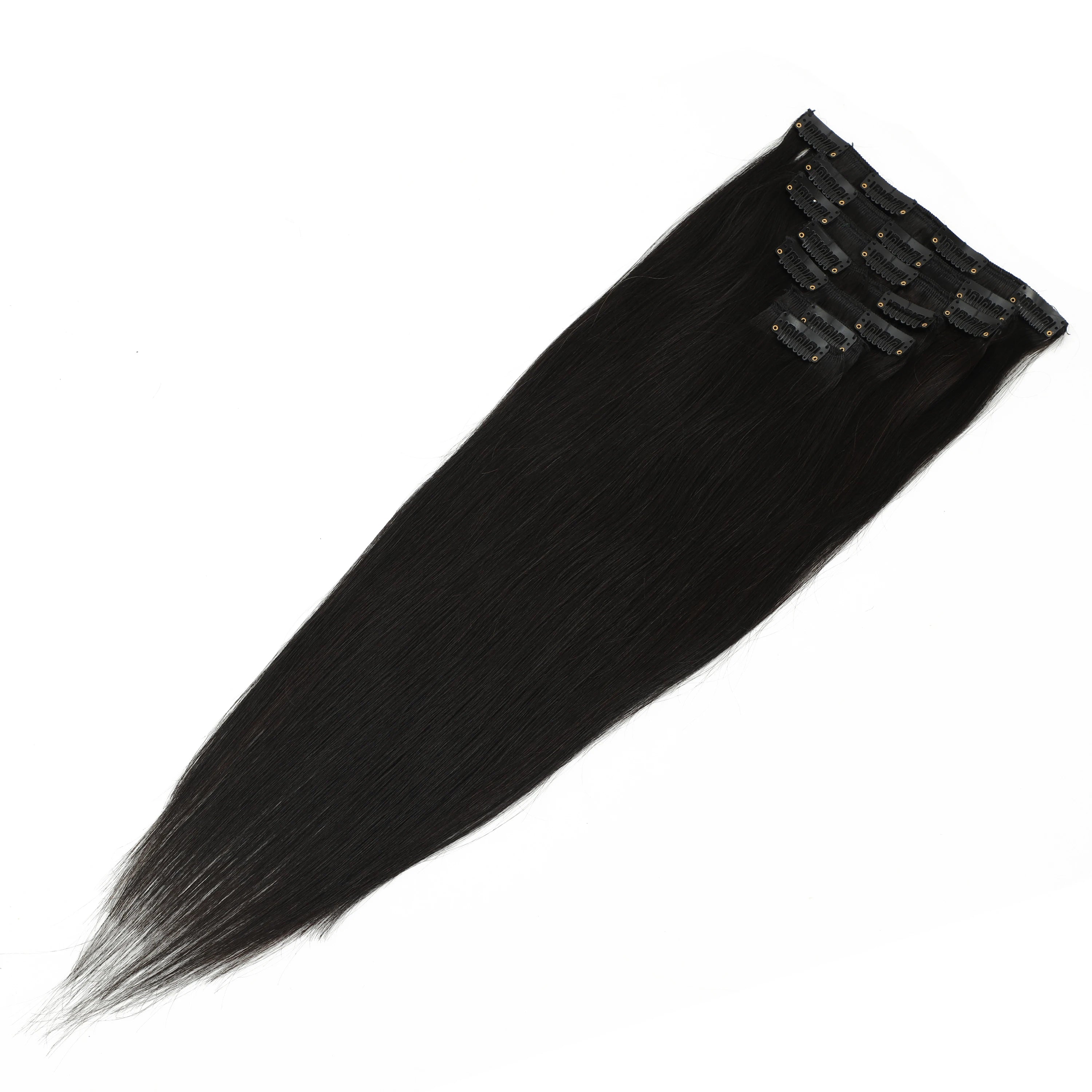 Dark Brown Clip in Hair Extension Human Hair Real Natural  Hair Extension Double Weft Full Head 7PCS Clip Ins For Add Volume