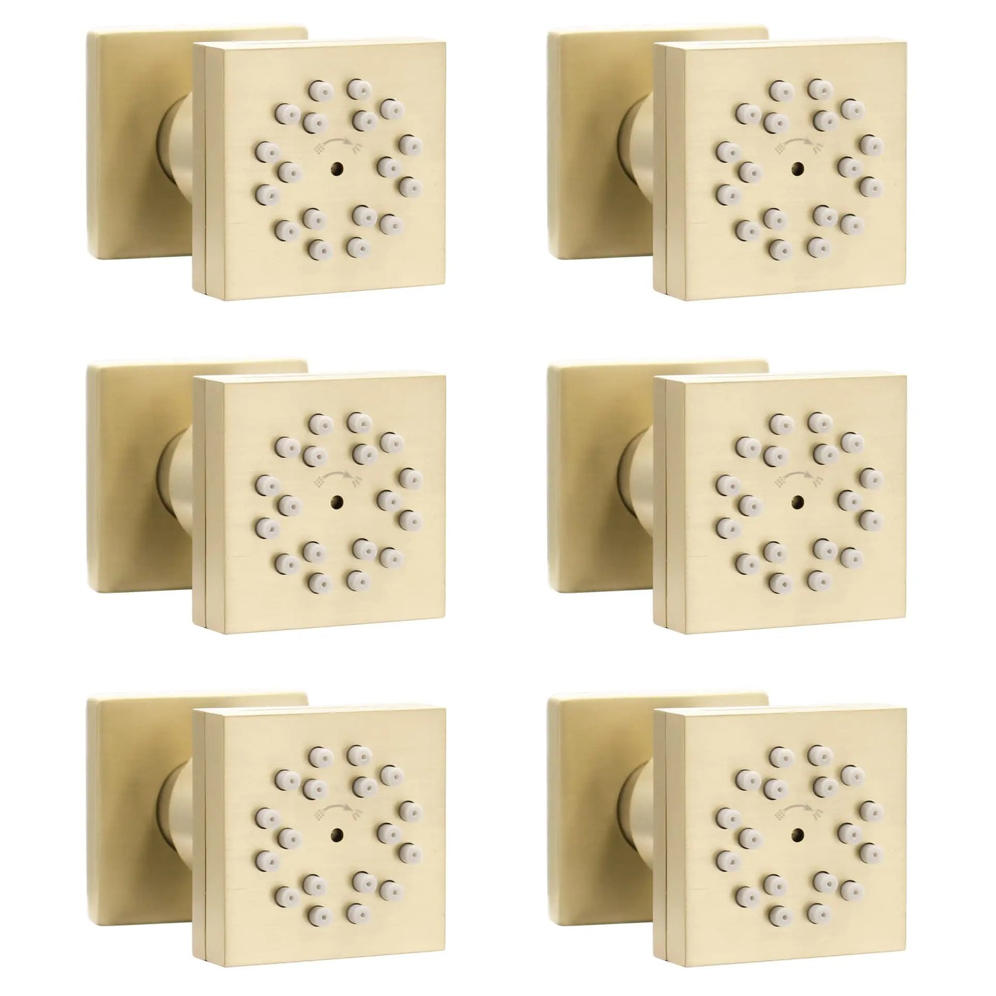 6-Piece Brushed Gold Square Shower System, 2-Function Side Spray Panel with Adjustable Arm, Luxury Bathroom Set for Hotel/SPA