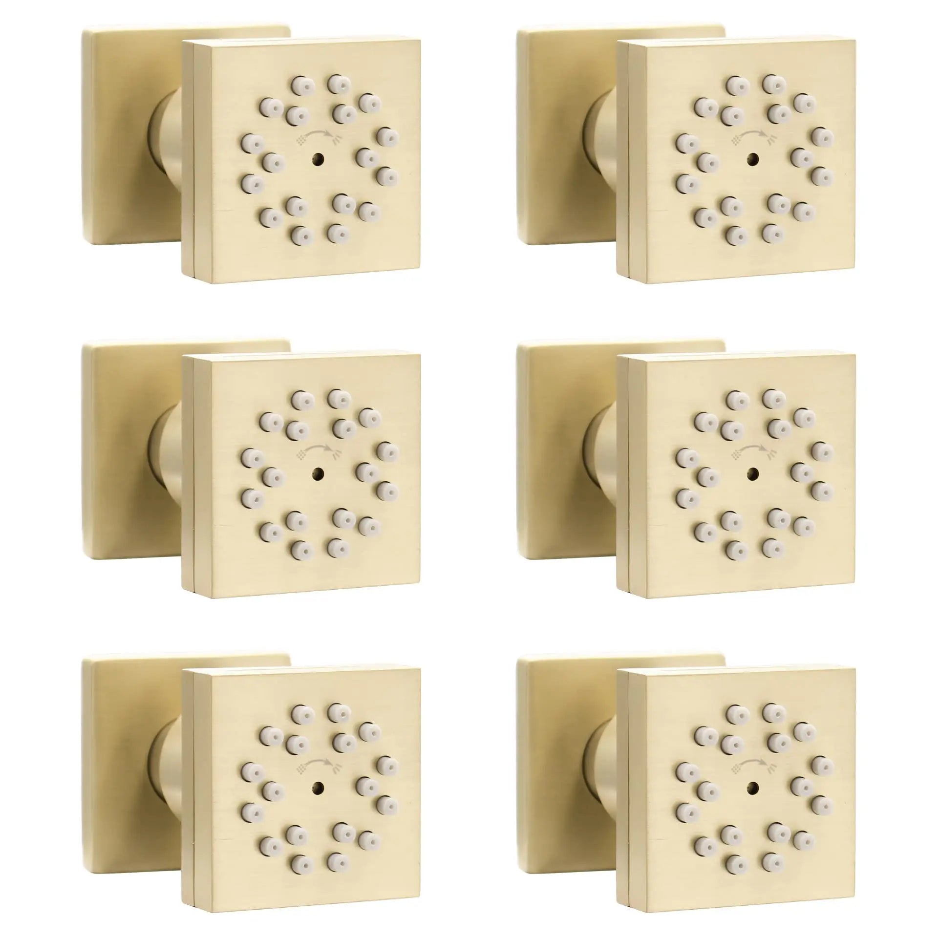 6-Piece Brushed Gold Square Shower System, 2-Function Side Spray Panel with Adjustable Arm, Luxury Bathroom Set for Hotel/SPA