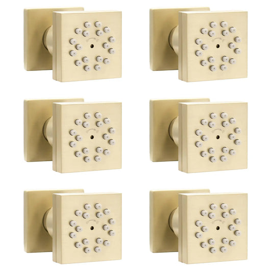 6-Piece Brushed Gold Square Shower System, 2-Function Side Spray Panel with Adjustable Arm, Luxury Bathroom Set for Hotel/SPA
