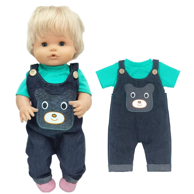 16 Inch Nenuco Doll Clothes T-shirt Short  for 40cm Ropa Y Su Hermanita 38cm Baby Doll Fashion Denim Shorts
