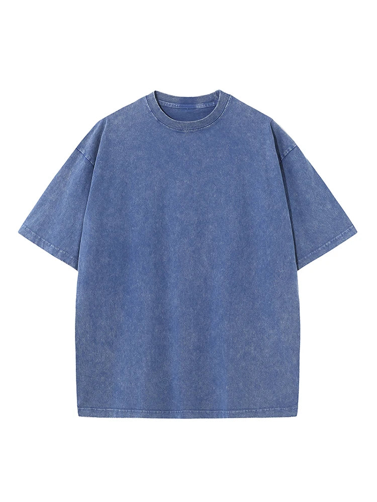 Quality Oversized Acid Washed Y2K T Shirt men Vintage T-shirts Streetwear Mineral Wash Tee Shirts boy Loose Luxury Brand Tops