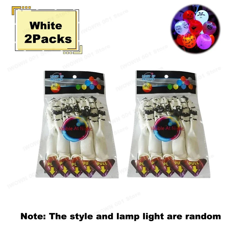 12 Inch Halloween Pumpkin Latex Balloons With Light LED Glow In The Dark Pumpkin Ghost Balloons Halloween Party Decorations