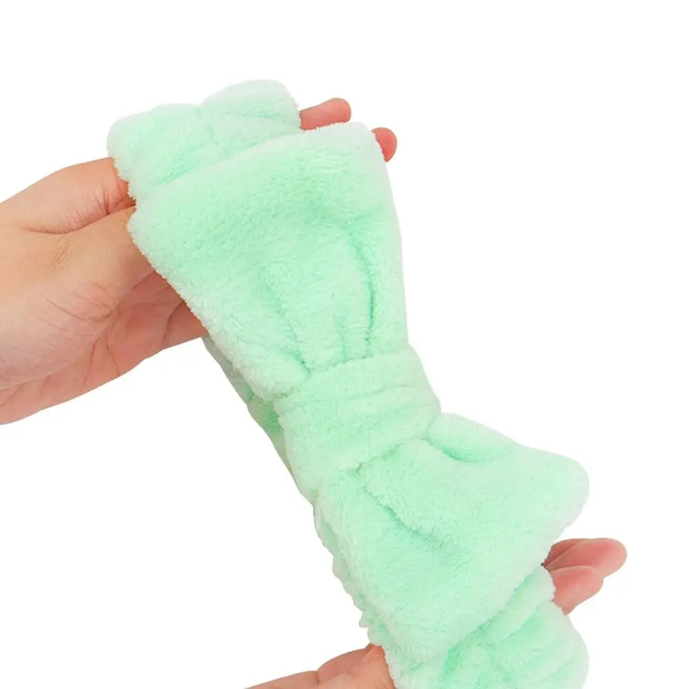 Beauty Coral Fleece Hair Band Soft Bow Fluffy Bowknot Shower Headband Knot Cosmetic Headbands Women