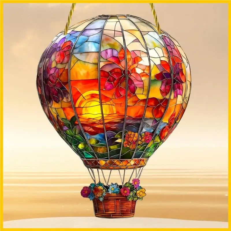 H55A Hot Air Balloon Window Sun Catcher Wall Hanging Colored Decors Acrylic Art