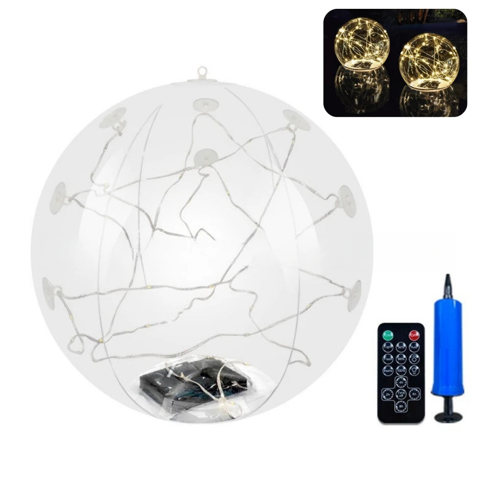 Solar Floating Pool Lights 34cm Large Inflatable Pool Beach Ball For Water Pool Party Outdoor Balloon LED Garden Ball Light