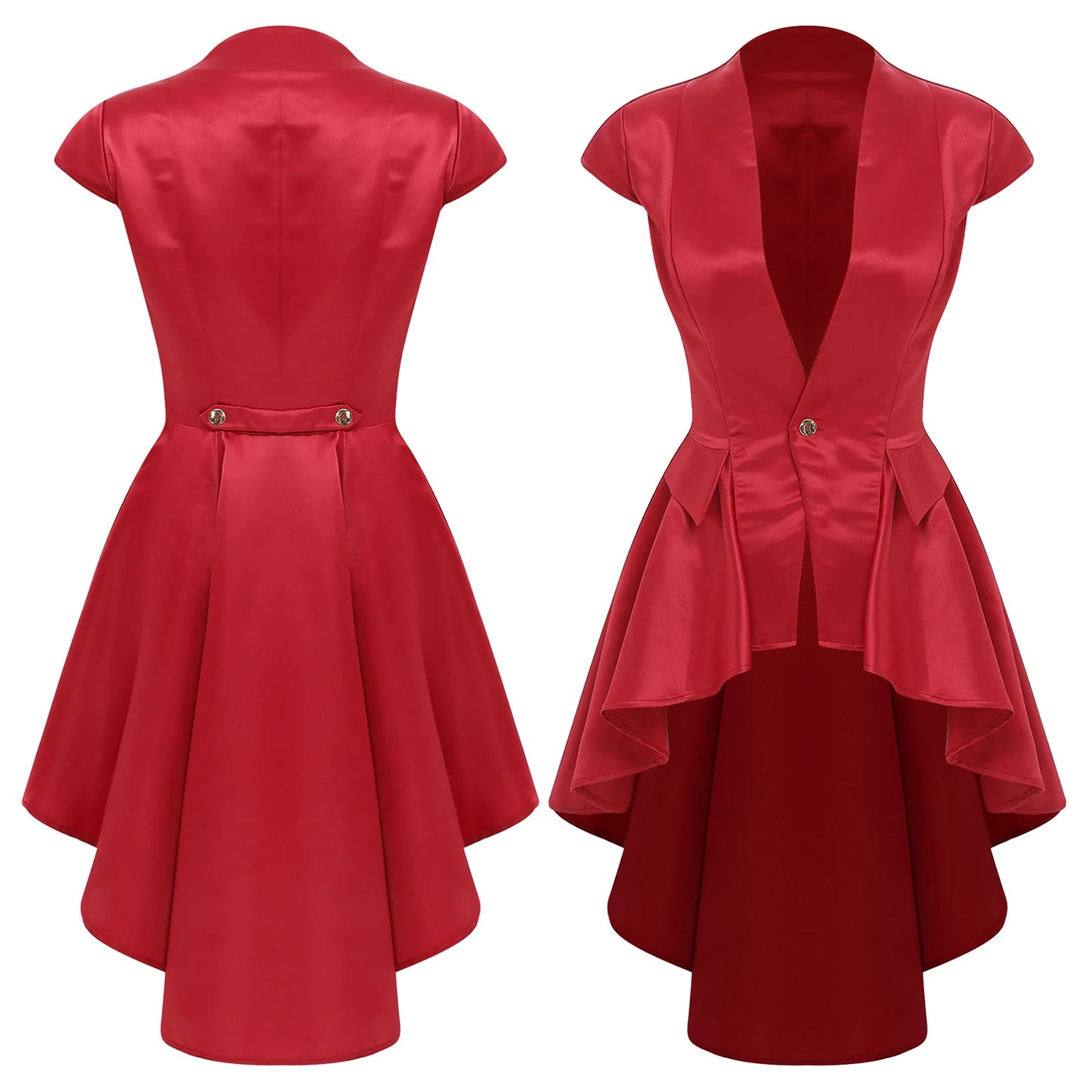 Women Medieval Renaissance Vampire Cosplay Costume Victorian Waterfall Waistcoat Jacket Gothic Steampunk Tail Coat for Halloween