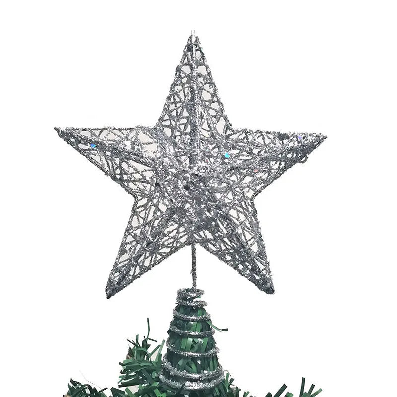1pcs 15*20cm Gold Glitter Christmas Tree Top Iron Star Christmas Decorations For Home Xmas Tree Ornaments New Year Decor