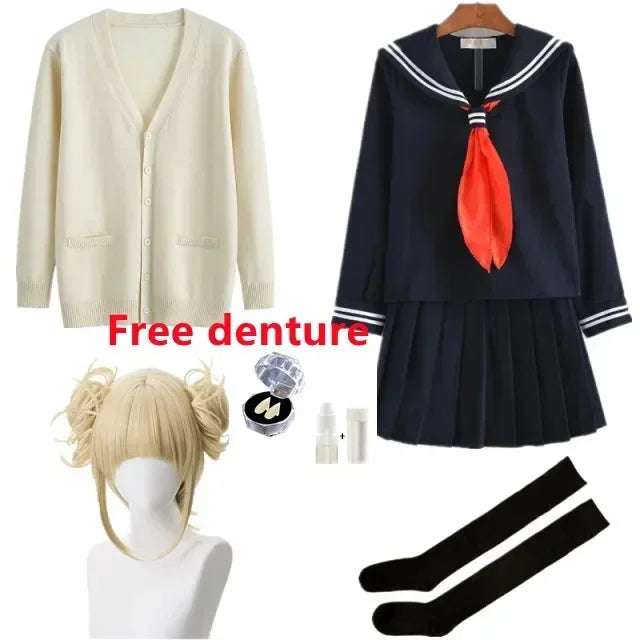 Anime My Hero Academia Himiko Toga Cosplay Costume JK Uniform Skirts Sweater Coat Halloween Christmas Clothes Women Girls