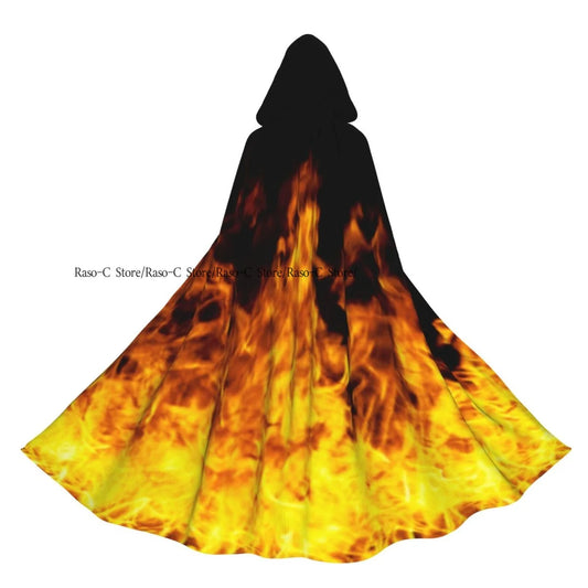 Long Cape Cloak Firestorm Texture Hooded Cloak Coat Autumn Hoodies