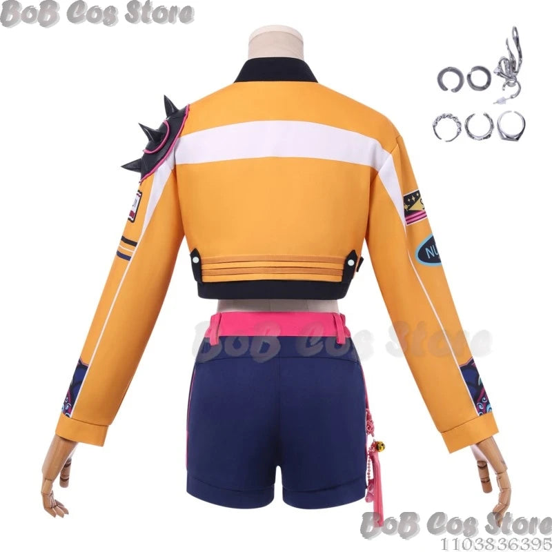 Rumi 2VER Suit K-POP Demon Hunter Cosplay Idol Girl Group Suit Sexy Coat Jacket Woman Wig Halloween Party Carnival Stage Outfit